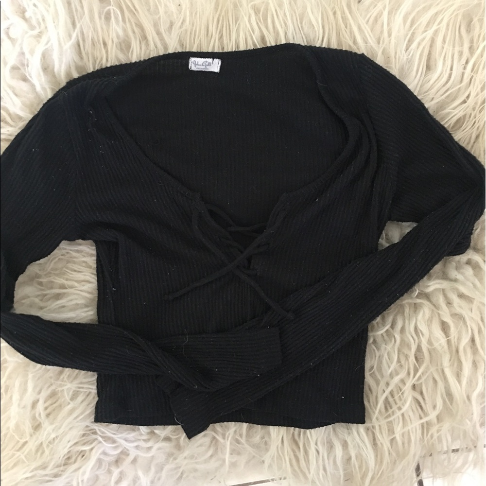 Brandy Melville black cropped top long sleeve - Picture 4 of 4